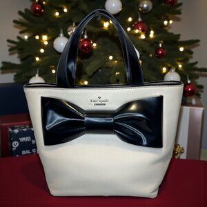 Kate Spade Claudia Leather Patent Leather Handbag with Black Bow (rare)